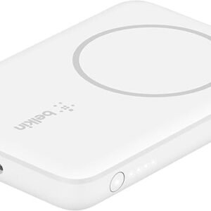 Belkin Portable Charger, MagSafe Charger Wireless Power Bank - 7.5W Wireless Charger - Portable Magnetic Battery Pack - iPhone 16, 15, 14, 13, Plus, Pro, Max, AirPods, Google Pixel 10, etc. - White