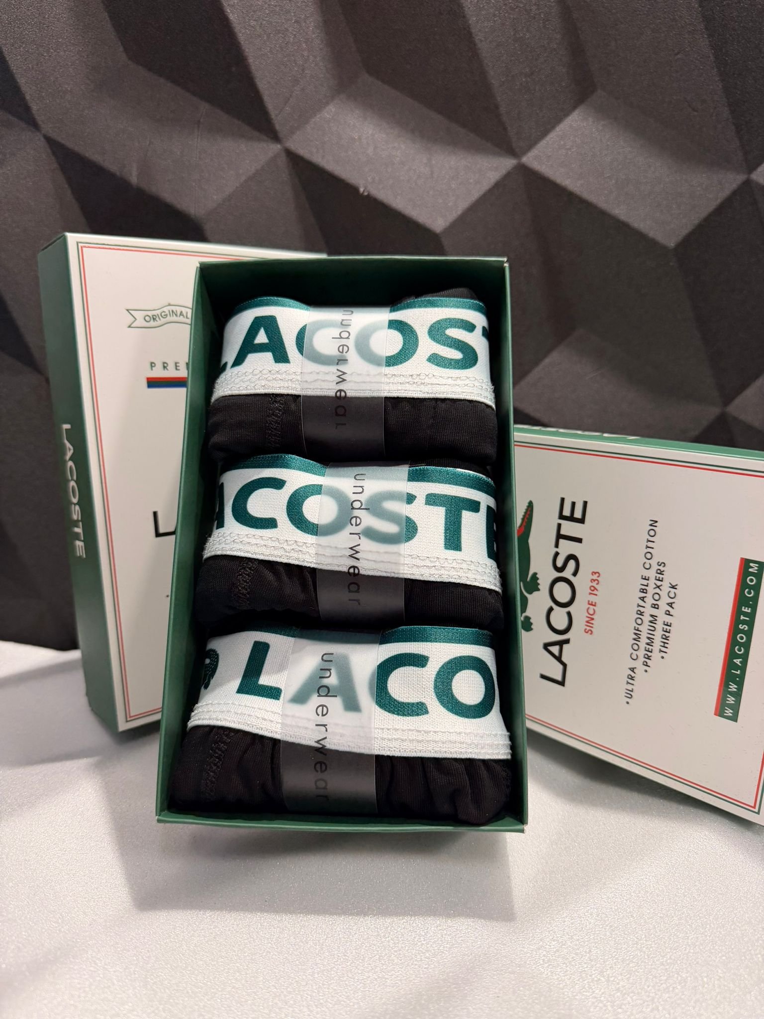 LACOSTE — Men's Boxer Briefs 3-Pack Gift Box